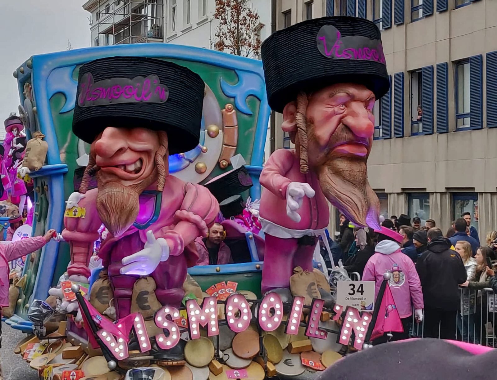 The annual parade in a Belgian town in 2019 featured caricatures of Orthodox Jews.