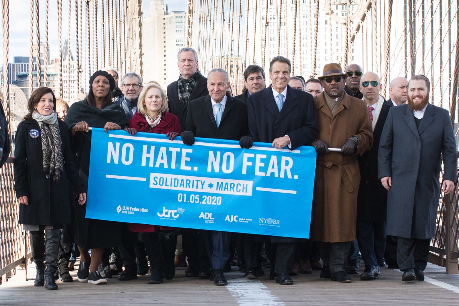 No Hate, No Fear Solidarity March against Antisemitism, Brooklyn Bridge, NYC, January 5, 2020